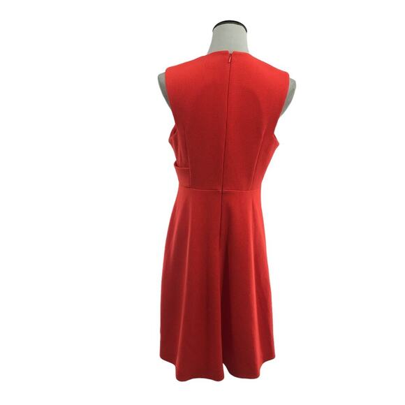 Whistles Textured Sleeveless Flare Dress Waffle Knit In Bright Orange 10 - Picture 9 of 12